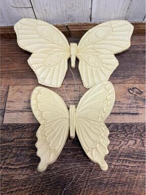 Vintage HOMCO Home Interiors #7291 White Butterflies Wall Decor Set of 2